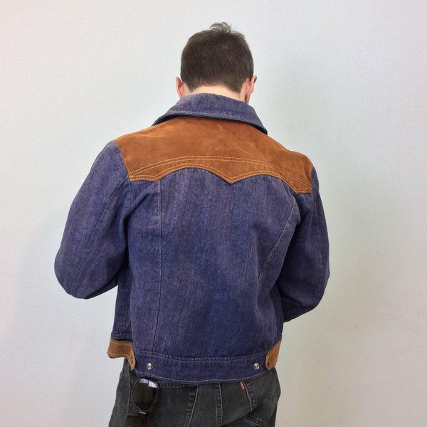 1970s Men s Suede Yoke Jean Jacket Small Boh me Vintage