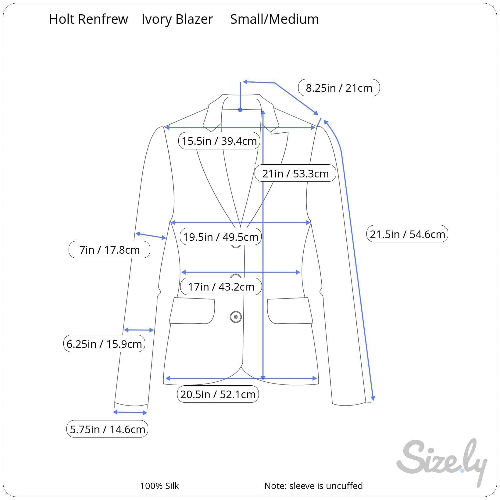Measurements Holt Renfrew Gold Silk Fitted Blazer S-M Sold by bohemevintage.com