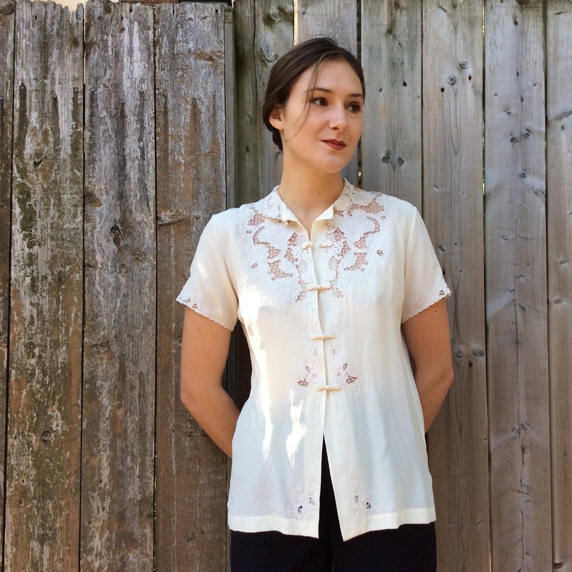 Short sleeve silk blouse