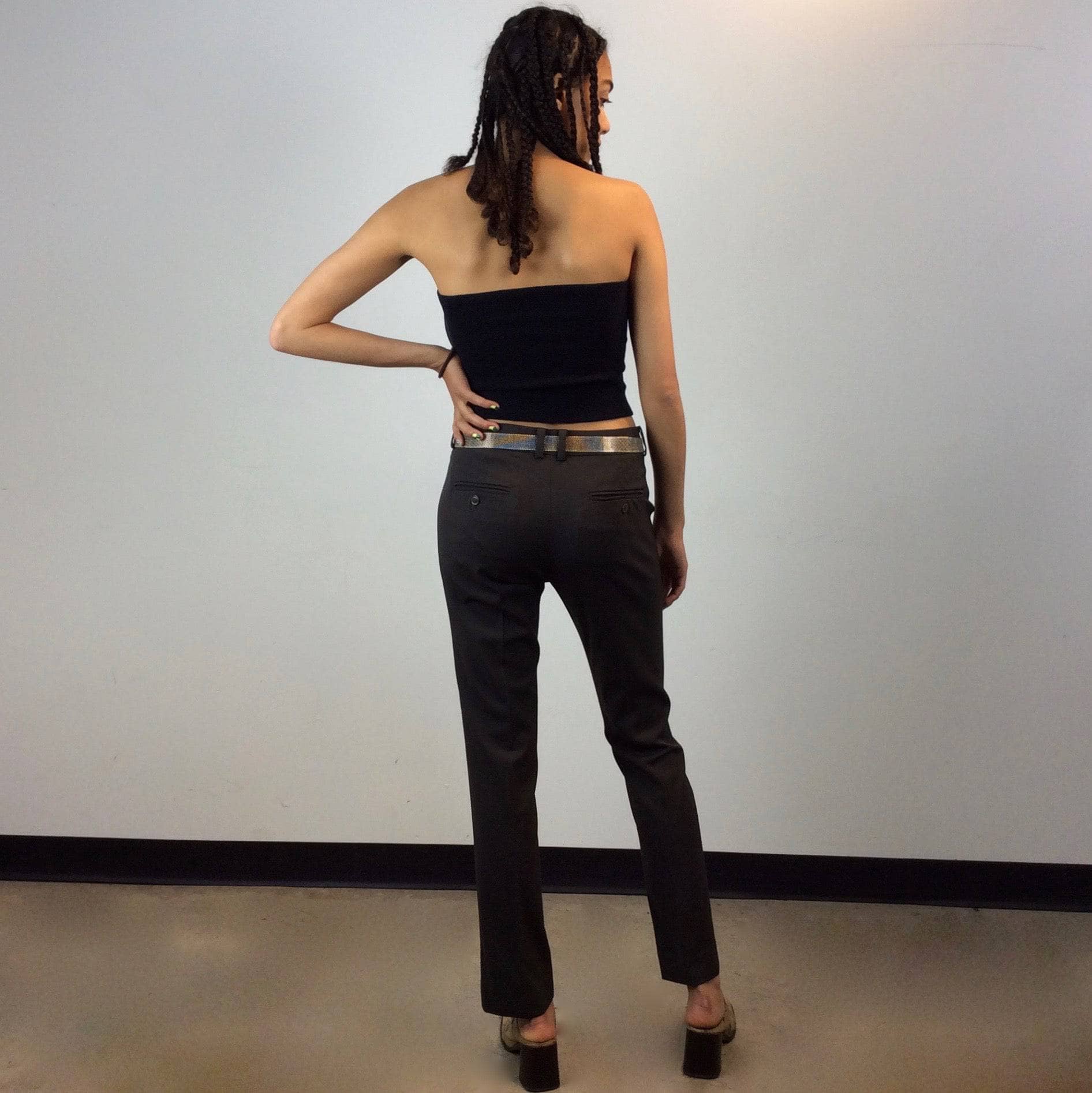 Max Mara Pantalon cigarette en laine marron S/M