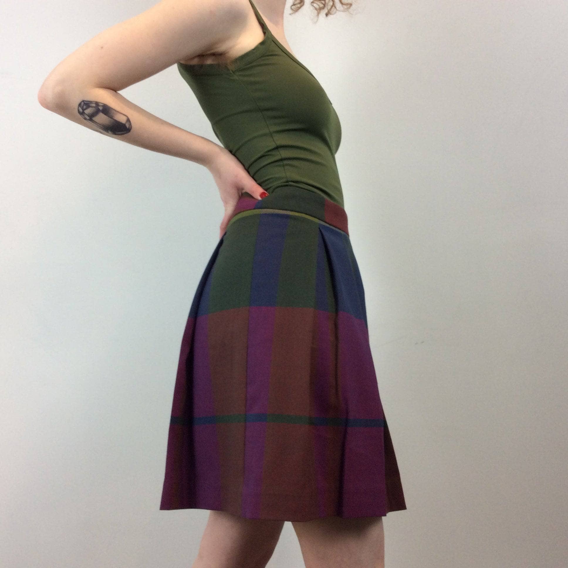 Tommy Hilfiger Wool Blend Pleated Plaid Skirt sold by bohemevintage.com