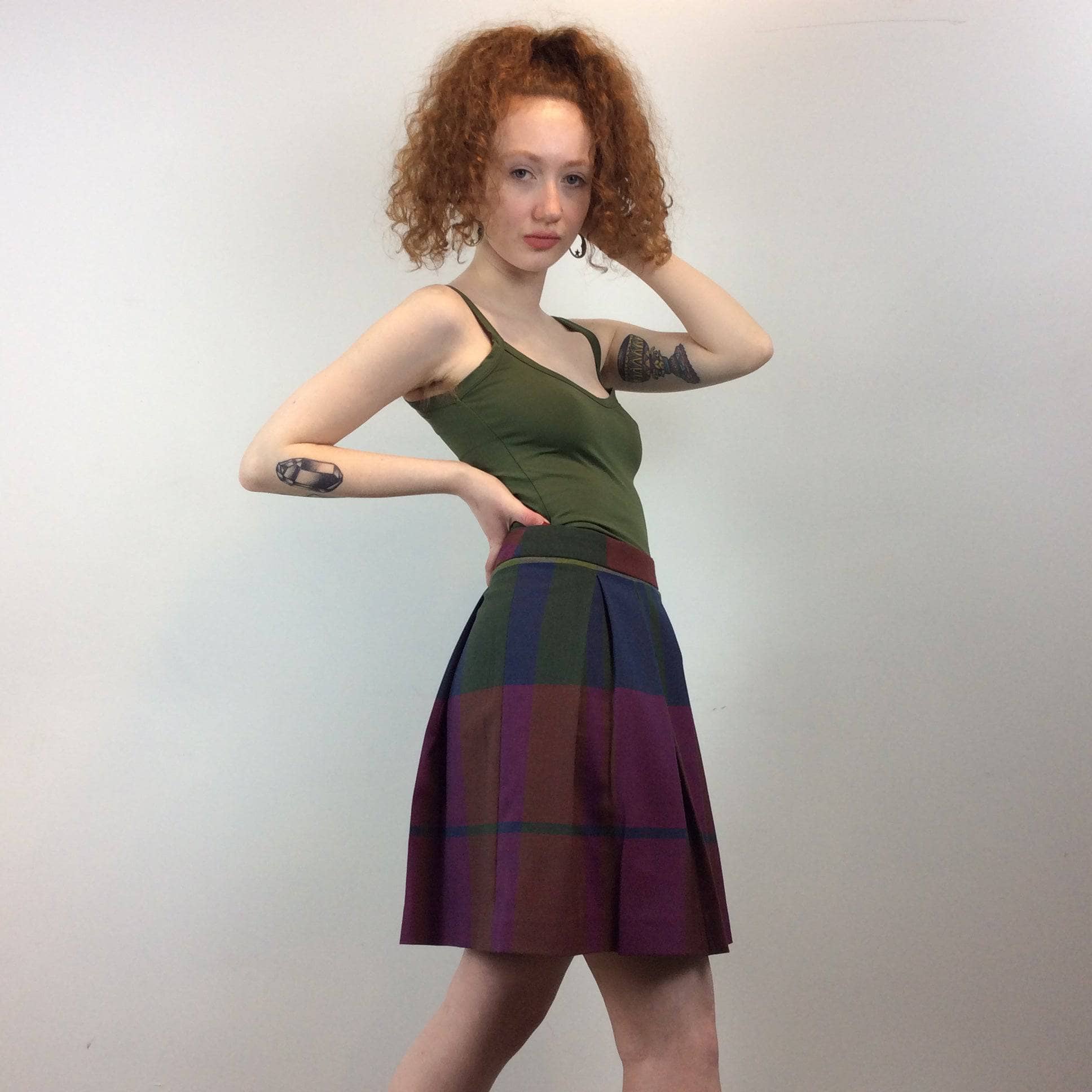 Tommy Hilfiger Wool Blend Pleated Plaid Skirt sold by bohemevintage.com