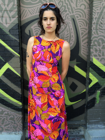 1970s Hawaiian Bold Print Cotton Maxi Dress Small