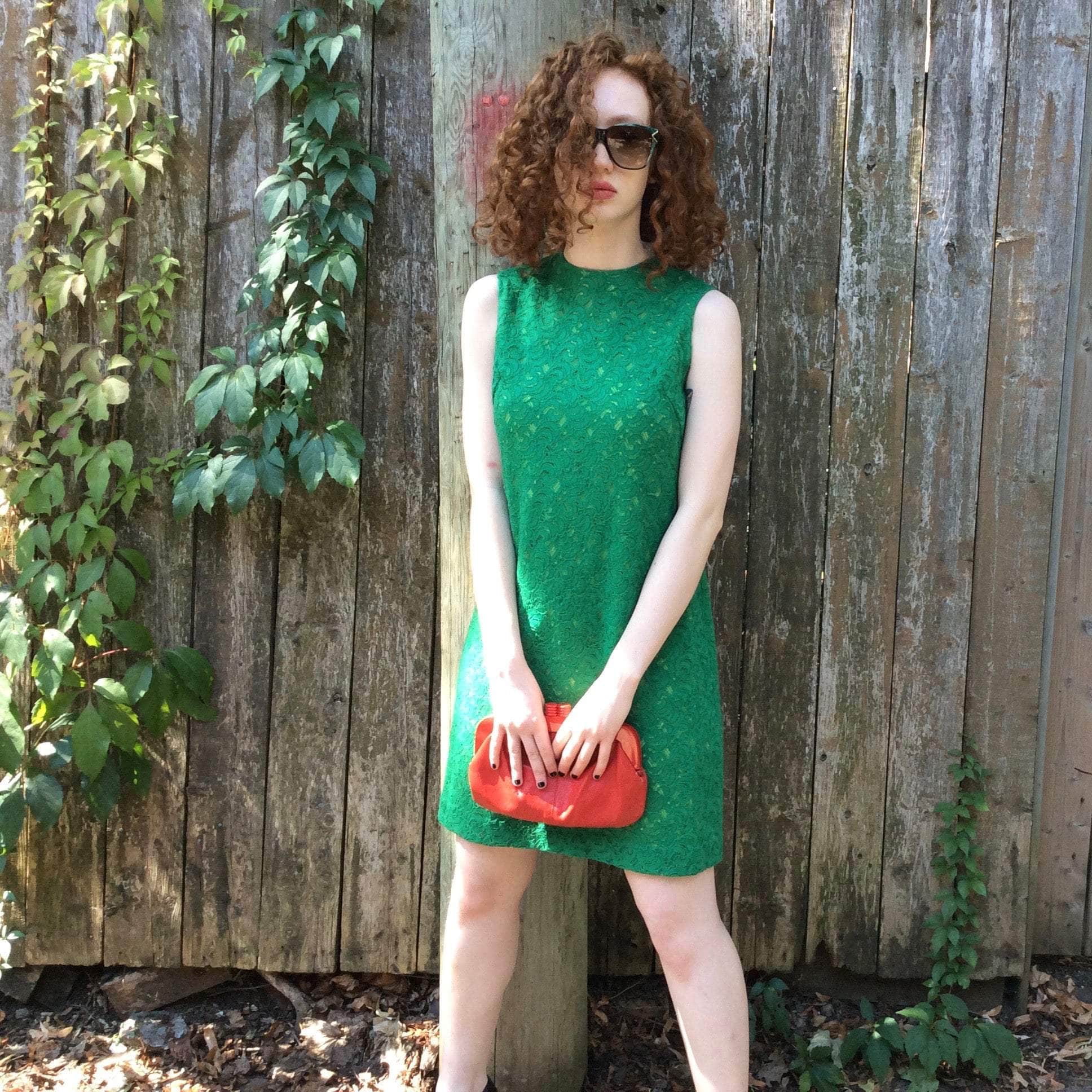 1960s Green Lace Mini Shift Dress Small | Bohme Vintage