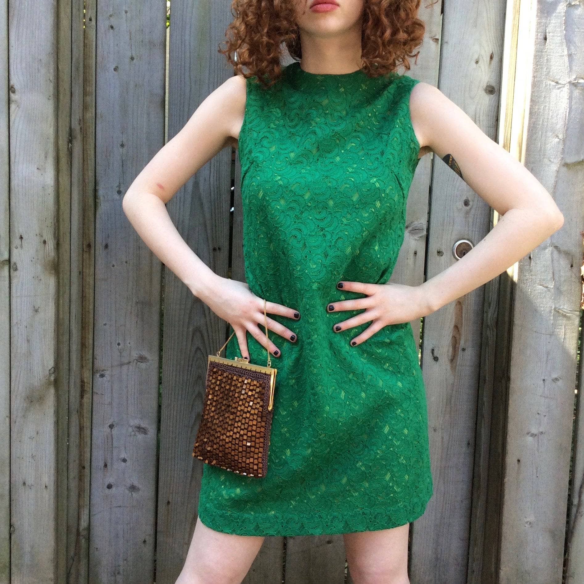 1960s Green Lace Mini Shift Dress size Small sold on bohemevintage.com Montreal