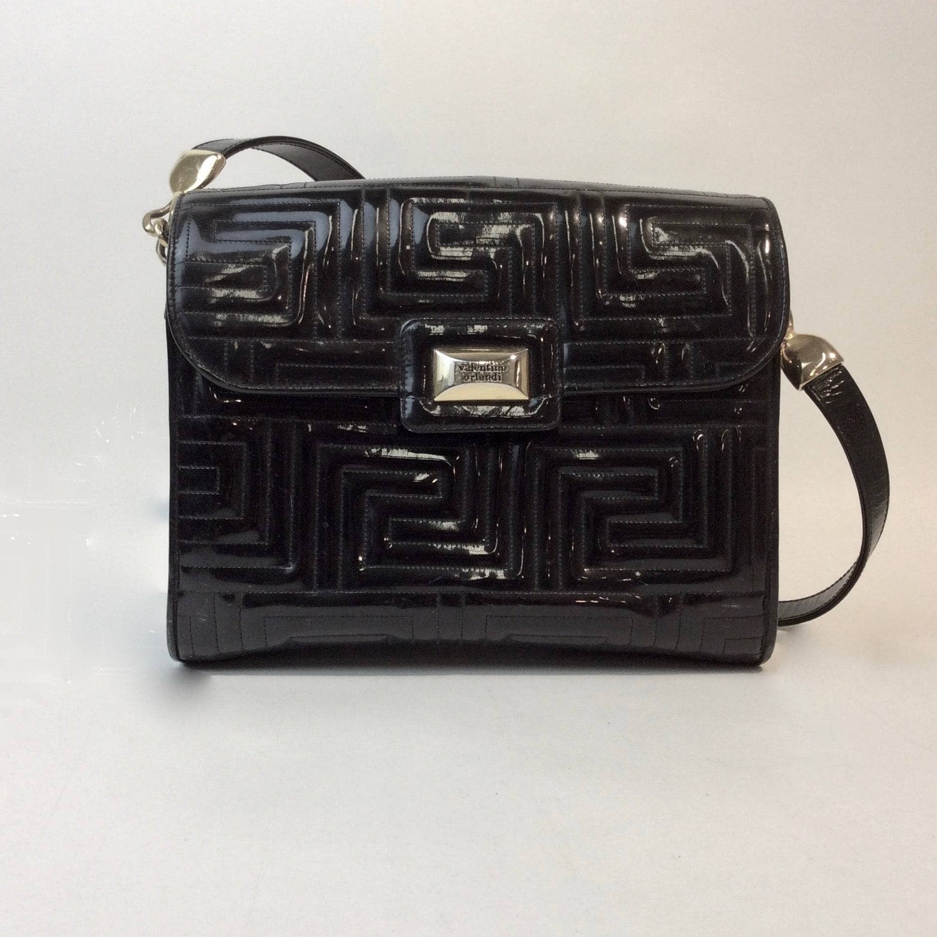 Valentino Orlandi Quilted Black Patent Leather Purse sold by bohemevintage .com