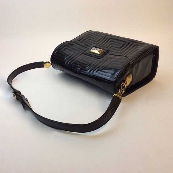 Valentino Orlandi Quilted Black Patent Leather Purse