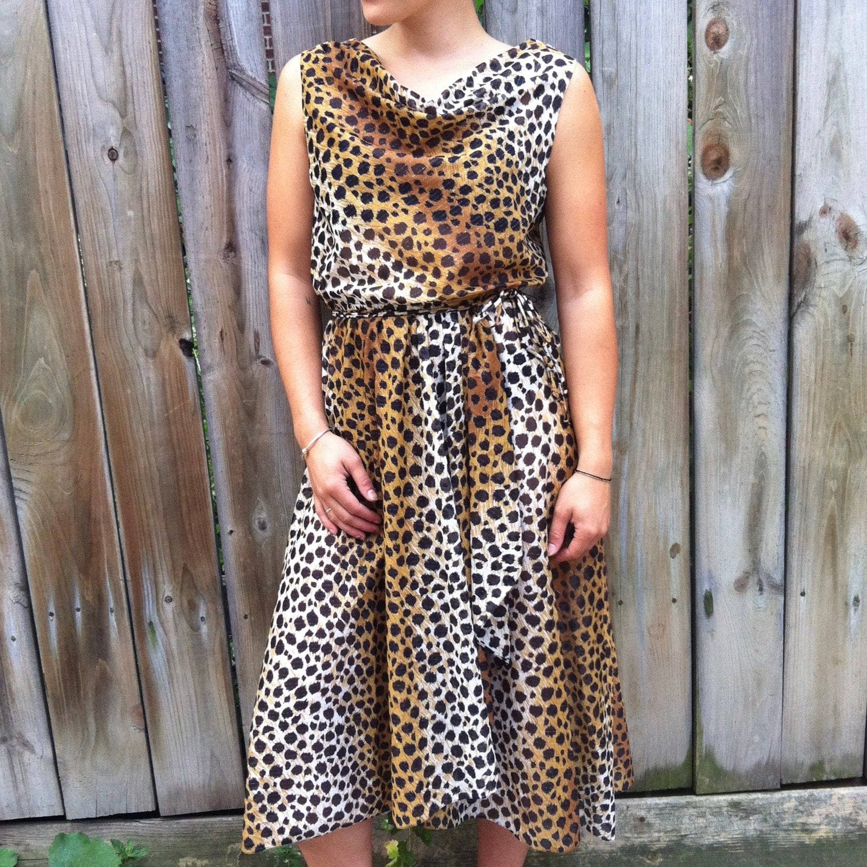Handmade Leopard Print Flowy Wrap Dress
