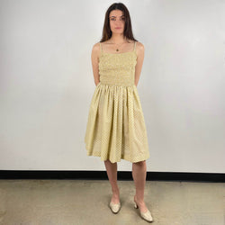 Front view of 1950s Polka Dot Sleeveless Dress  size Small sold at bohemevintage.com Montreal