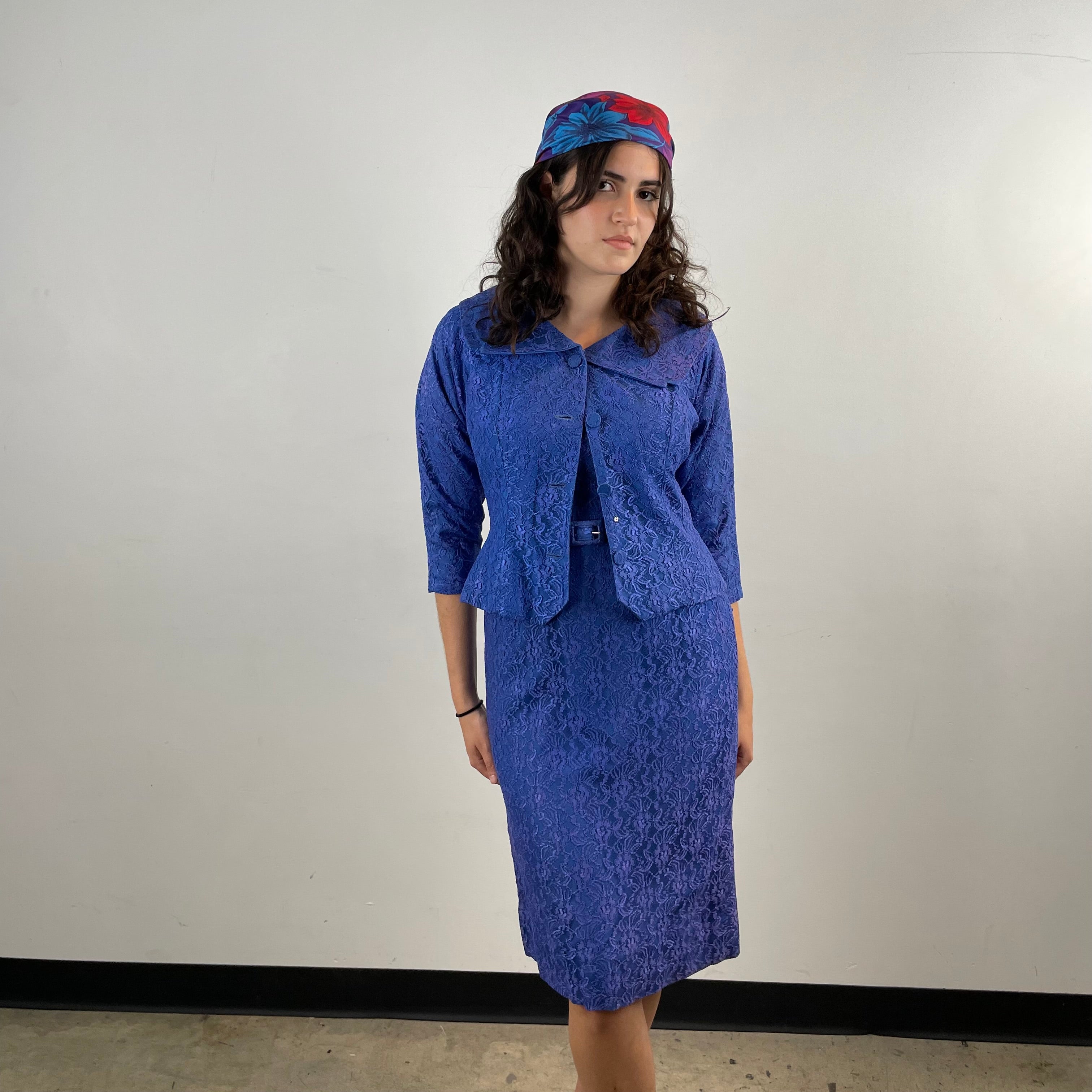 Boheme Vintage – Vintage 1950s A Dress Town Original Lace Dress and Blazer Set