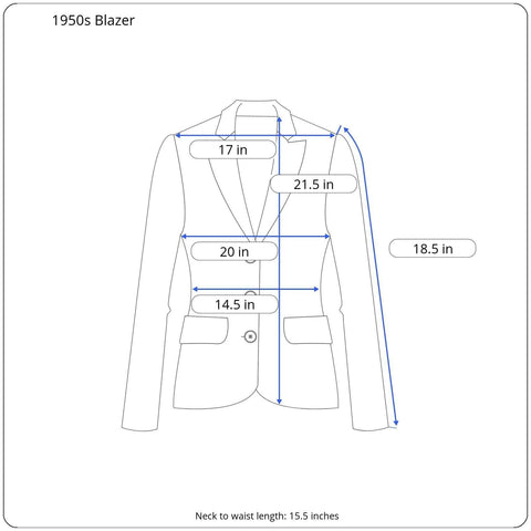 measurements of 1950s Wool Blazer and Skirt Set Small-Medium