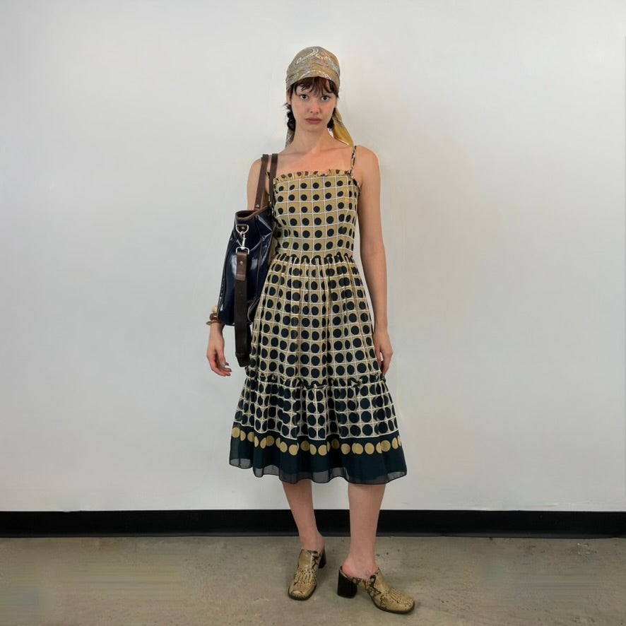1960s Polka Dot Fit and flare dress with shawl Small | Bohème Vintage