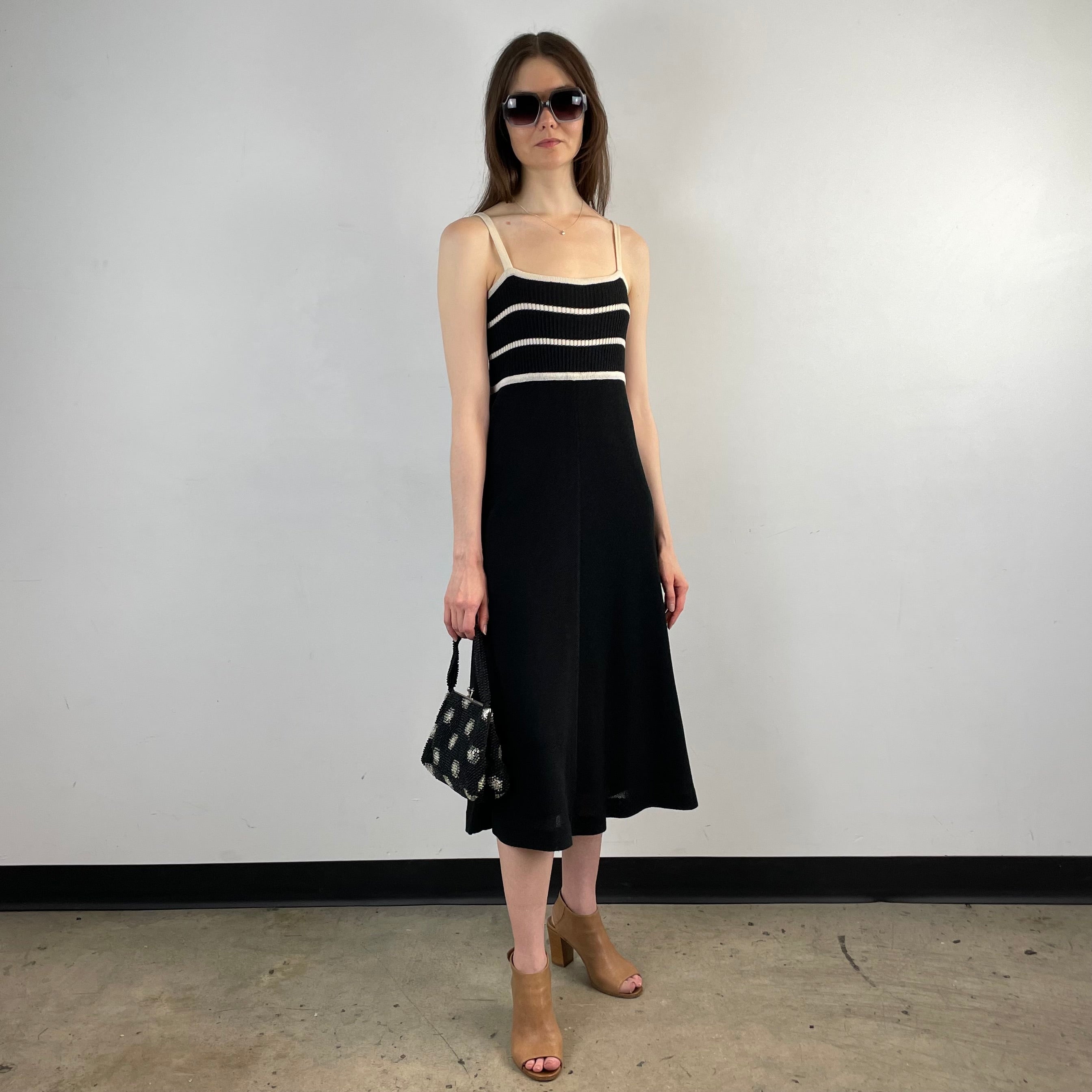 Boheme Vintage – Vintage 1970s Crissa Linea Italiana Knitted Dress Made in Italy with Empire Waist and A-Line Skirt