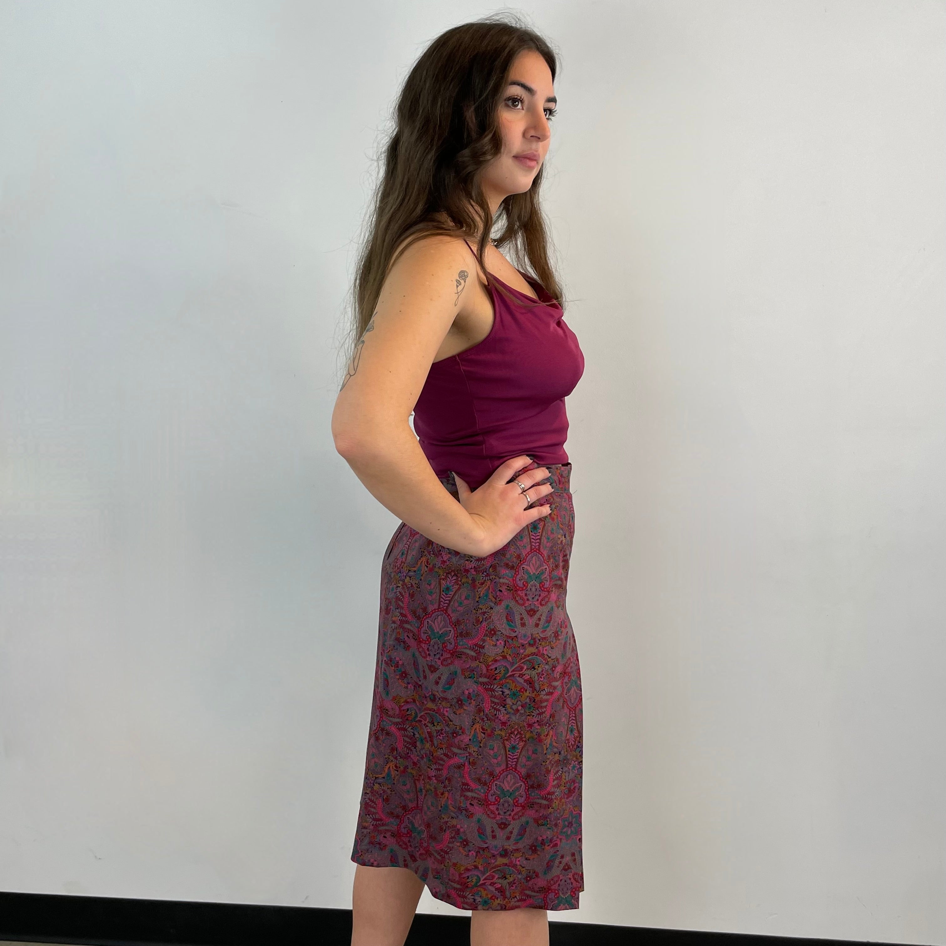 Boheme Vintage – Vintage Ports International Printed 100% Wool Pleated Skirt Made in Hong Kong