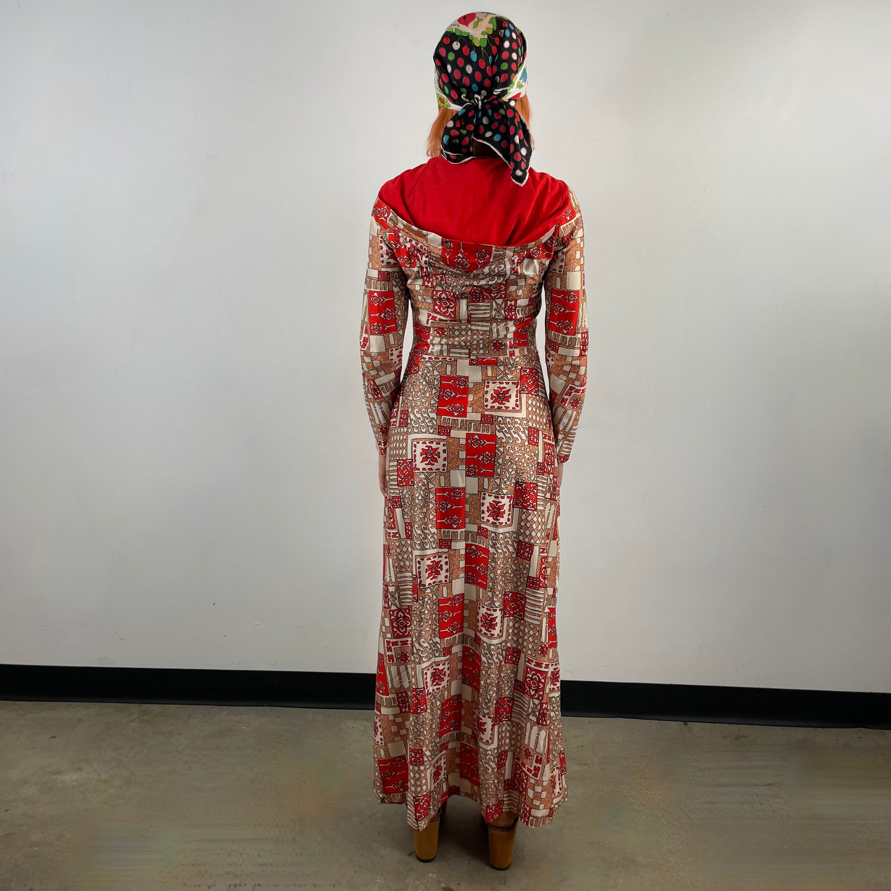 1970s Long Sleeve Maxi Dress With Hood Extra Small/Small