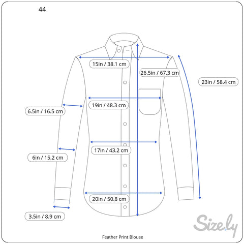 1970s Black Feather Print Fitted Long Sleeve Blouse S/M