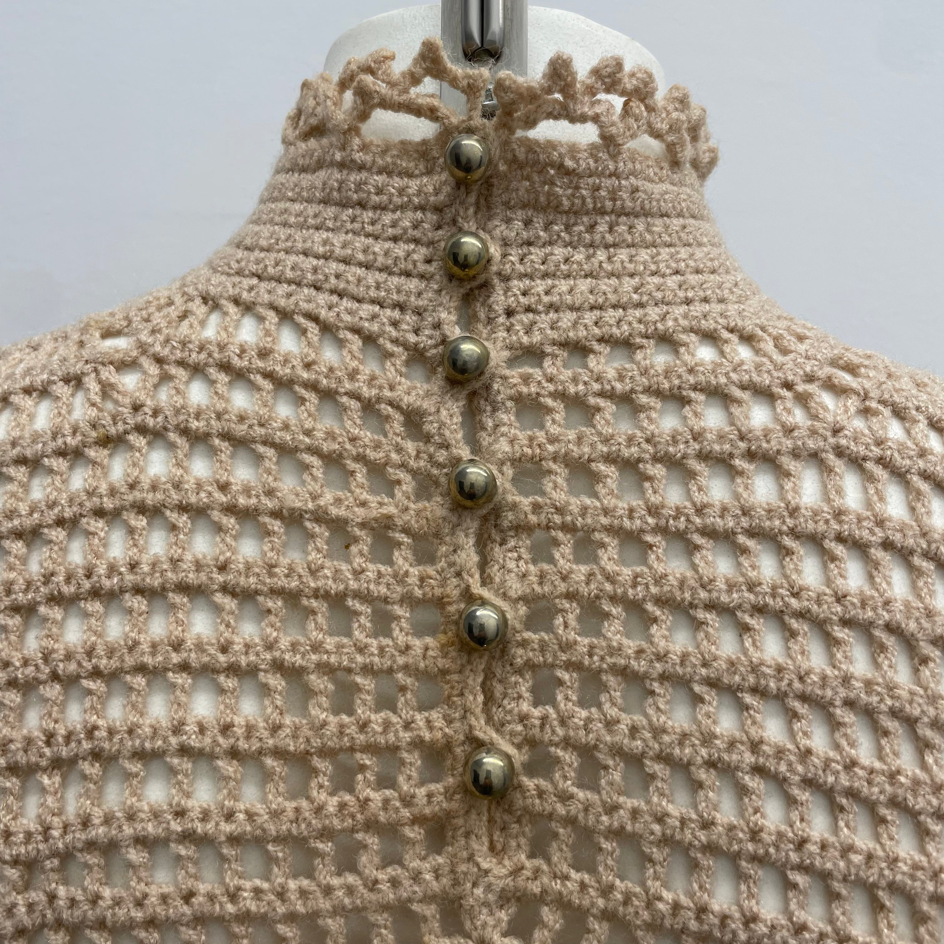 1960-70s Handmade Crochet Mini Dress Small