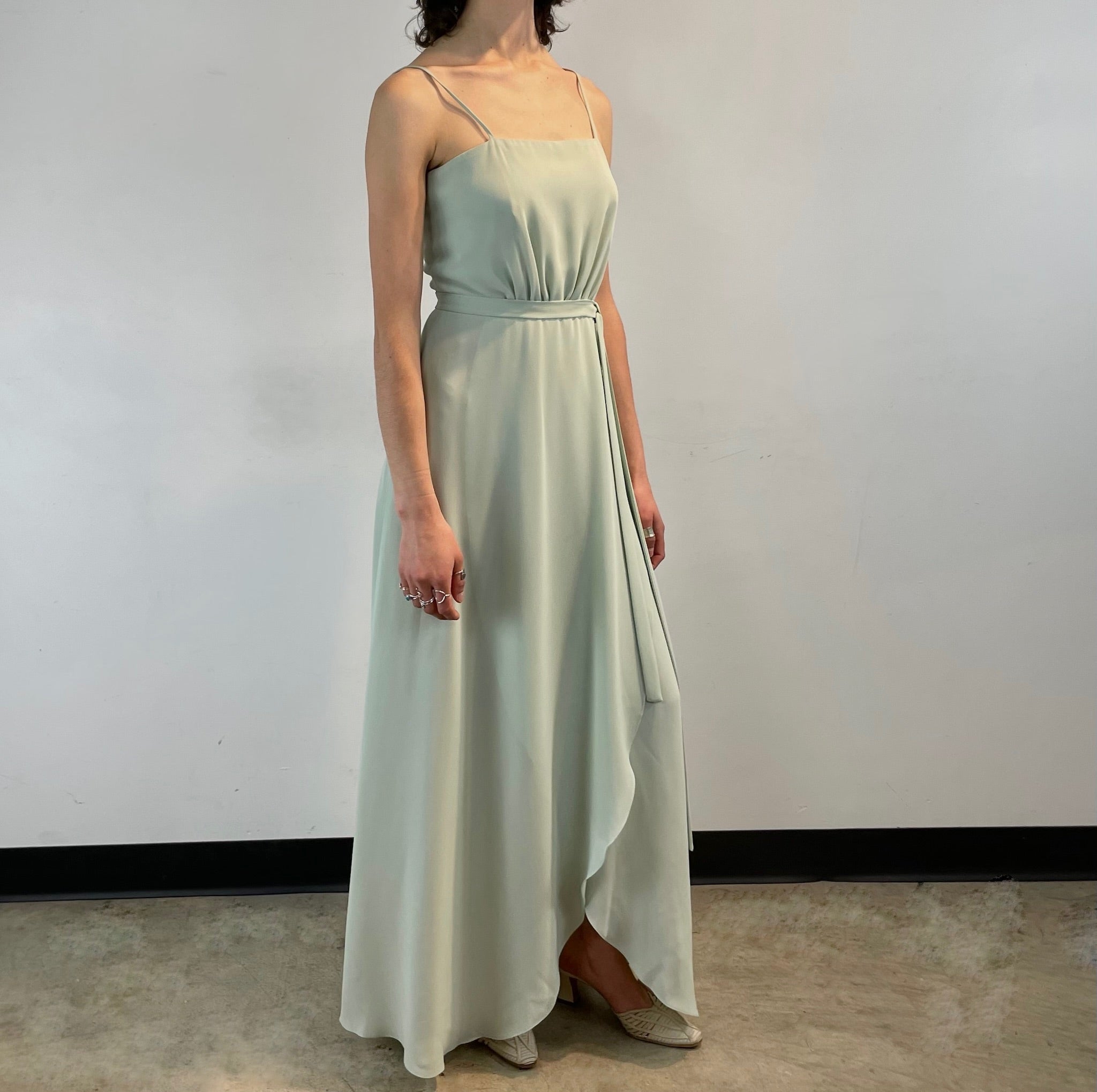 1970s Mint Sleeveless Maxi Gown Small