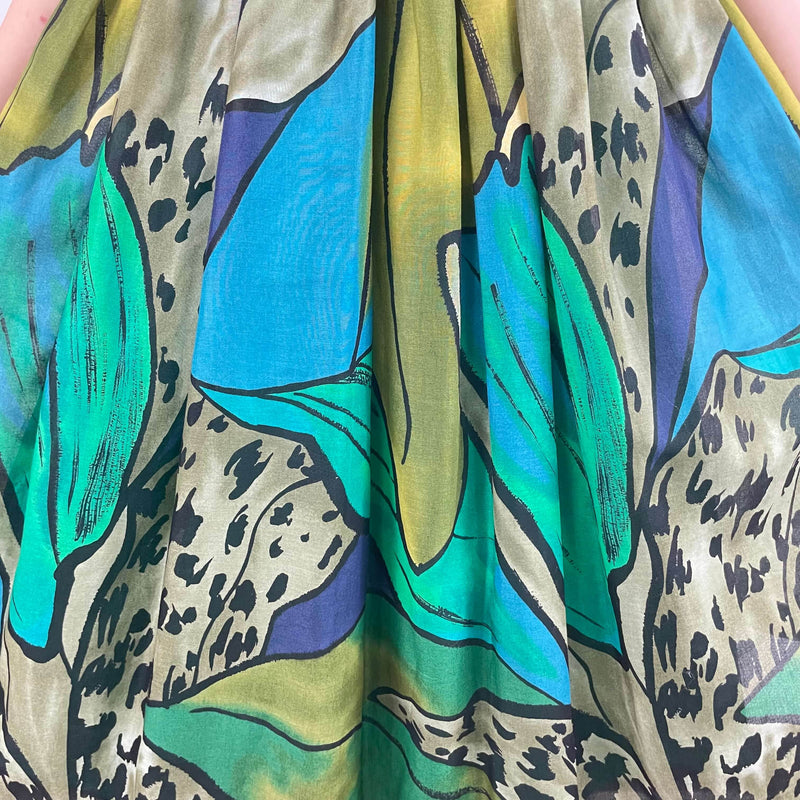 1980s Bold Print Full Skirt Midi-Dress Small
