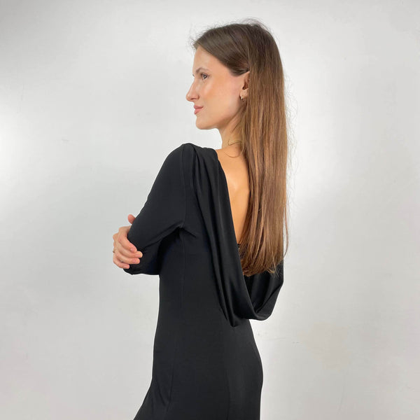 Open Back Floor Length Black Evening Dress Small/Medium