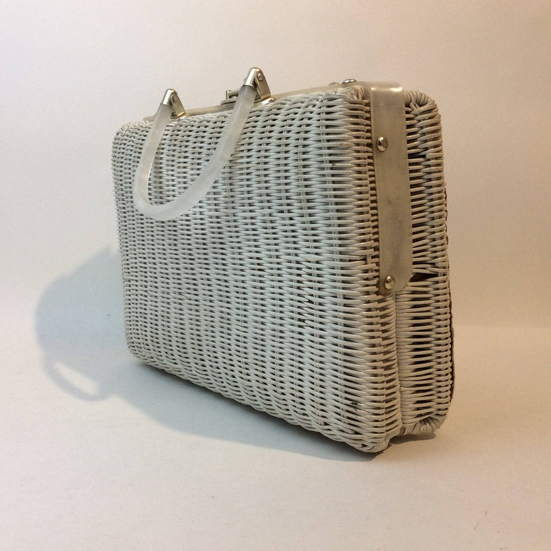Vintage Wicker Basket Pocketbook, Large Linen Lined Leather Handle Basket  Handbag - Etsy India