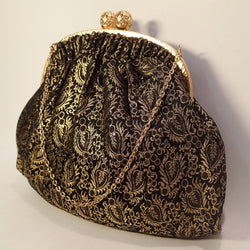 Black and gold brocade bag