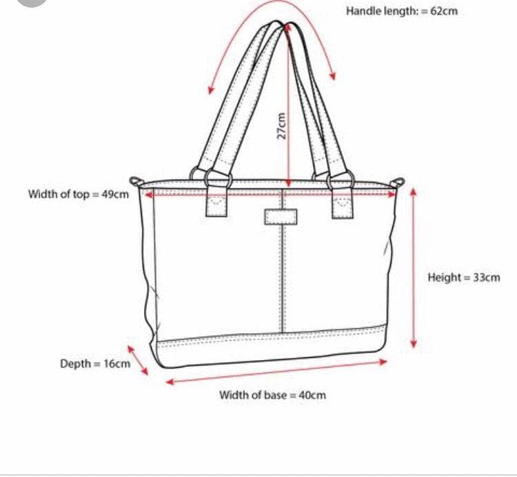 Example of how a handbag is measured  bohemevintage.com Montreal