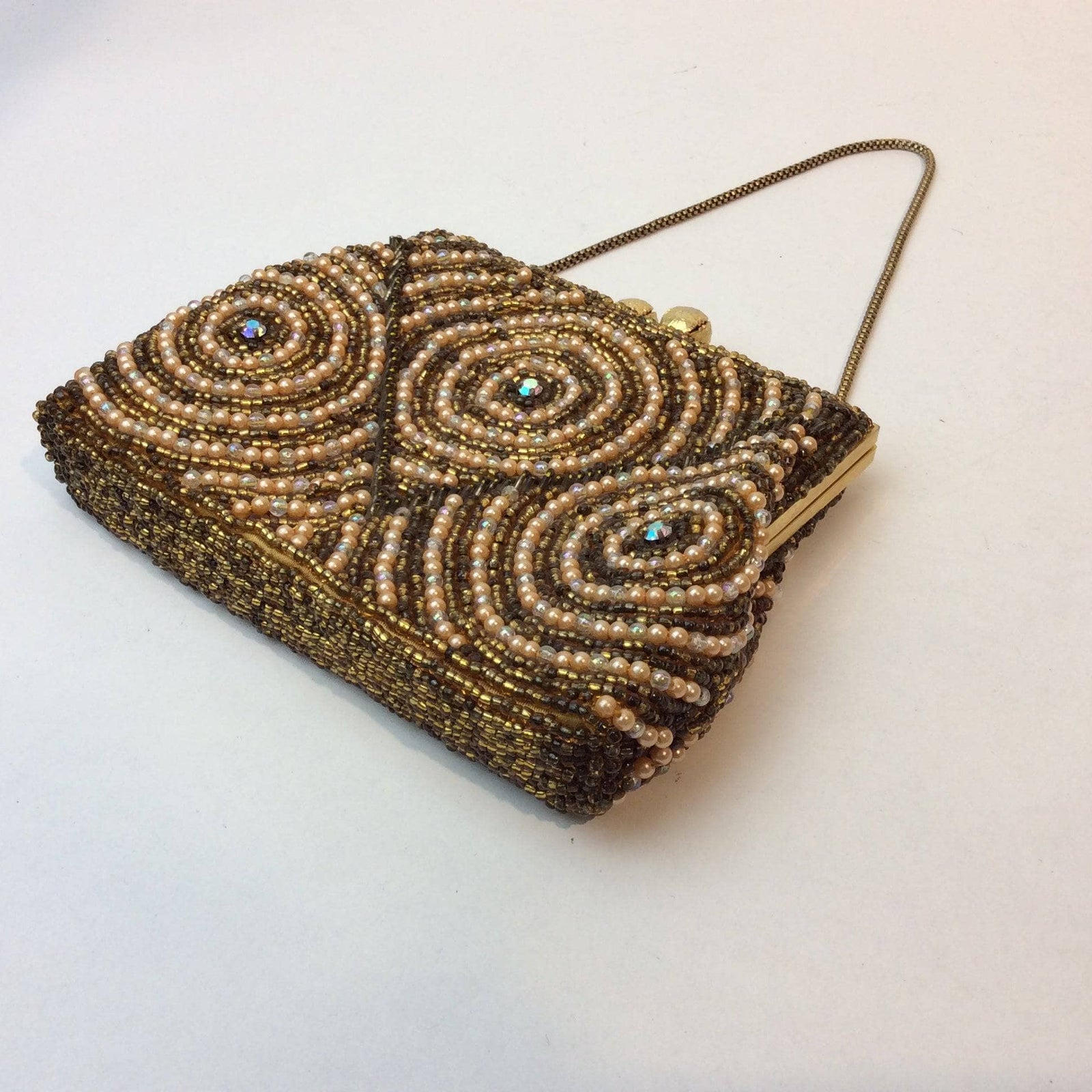 Gold beaded evening bag hot sale
