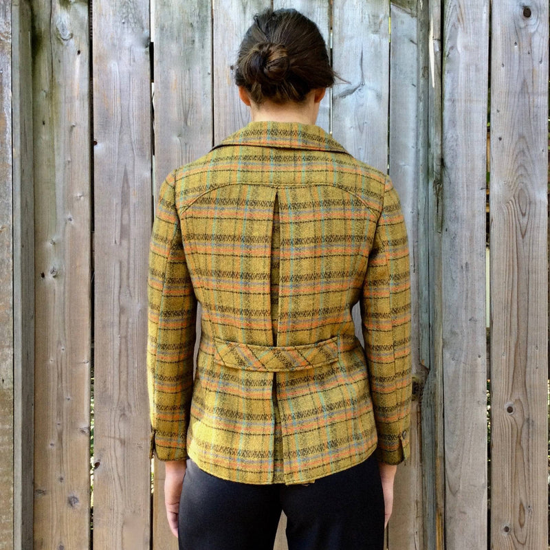 1960s-1970s Mustard and Green Fitted Plaid Wool Blazer from brand Original Brando sold by bohemevintage.com