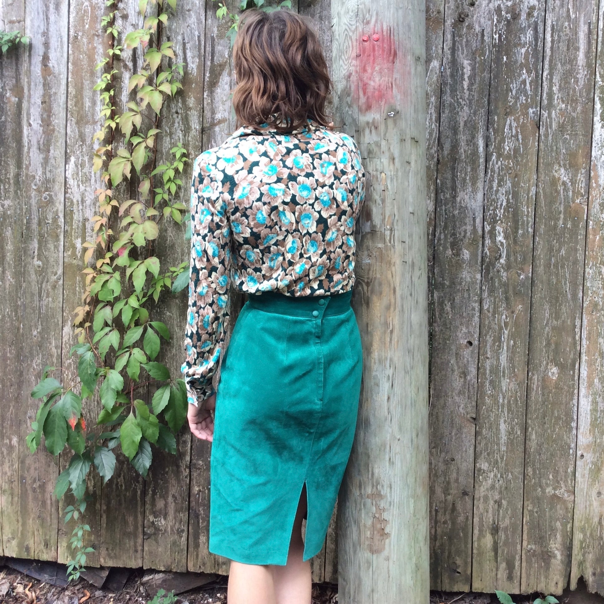 Bohème Vintage Blouse 1960s-70s Floral Print Jersey Blouse Medium-Large