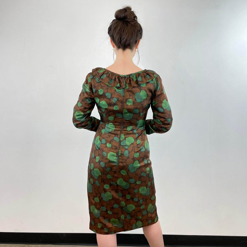 Back view of 1960s-70s Long Sleeved Sheath Dress Size Small/Medium sold at bohemevintage.com Montreal