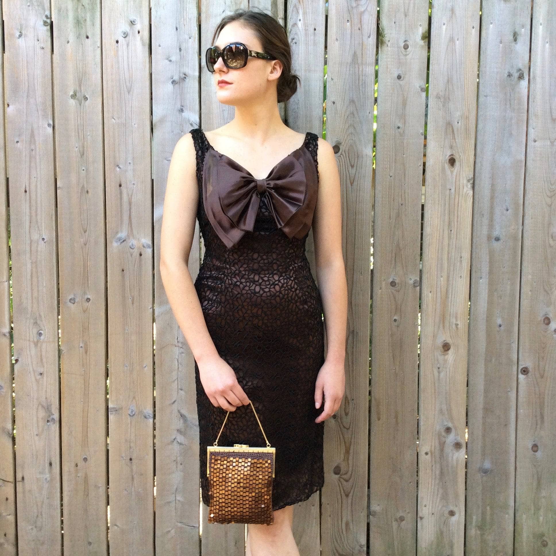 1960s | Brown Satin Cocktail Dress