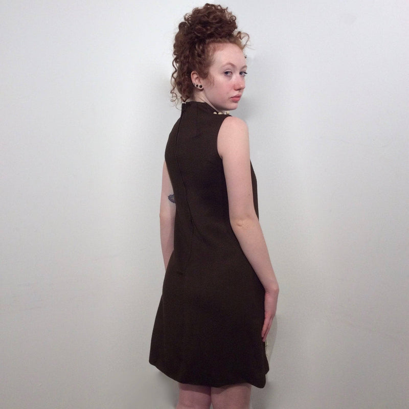 Back view of 1960s Deadstock Checkered Mini Shift Dress Size Small sold by bohemevintage.com Montréal