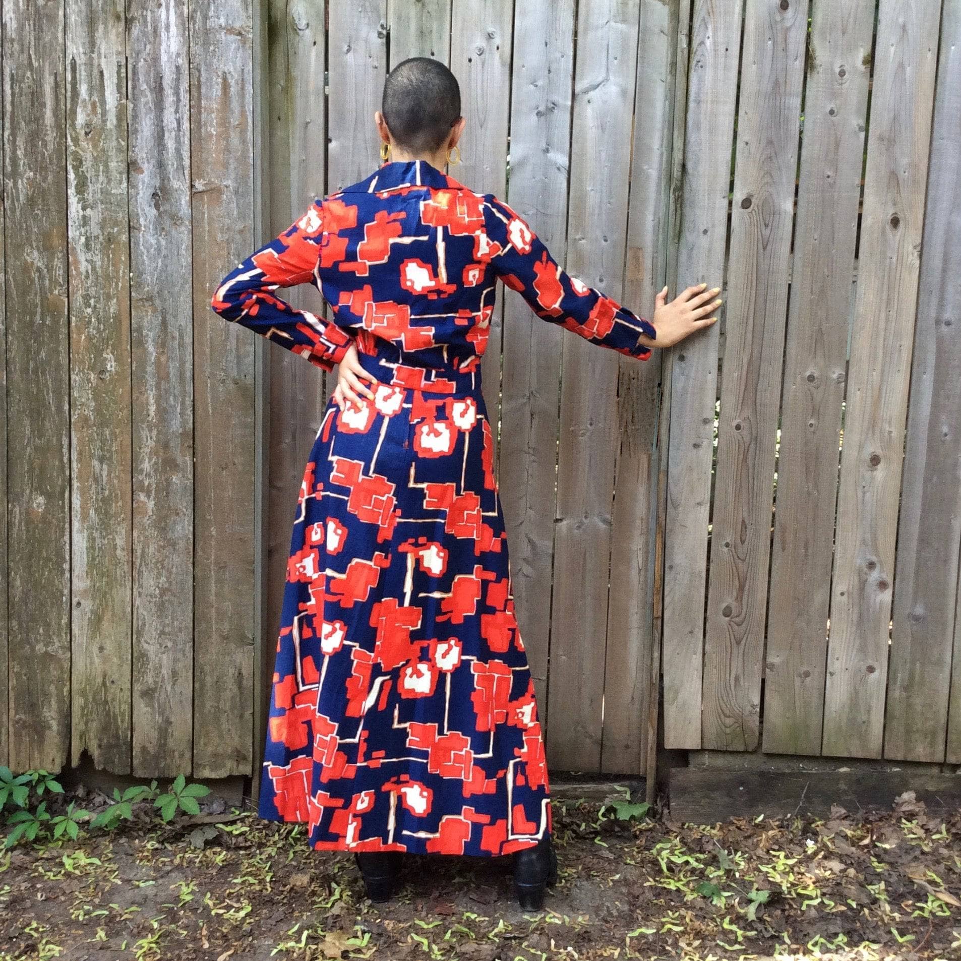 Back view of 1970s Maxi Dress and Bolero Jacket Set Size small/Medium sold by bohemevintage.com Montreal