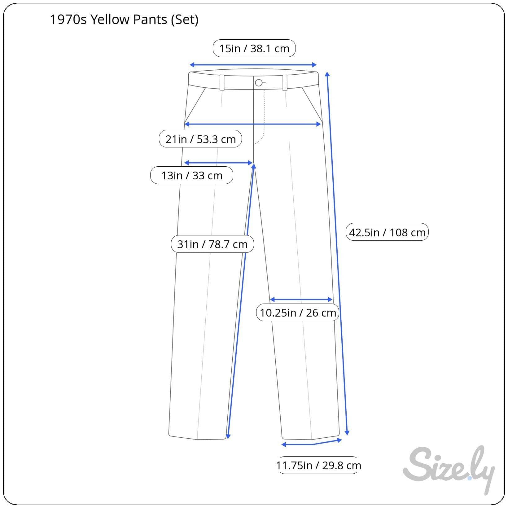 Measurements of 1970s Bright Yellow Blazer, Skirt and Pant Set Size Small/Medium, Sold by bohemevintage.com Montréal