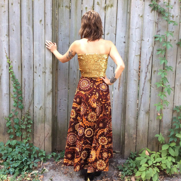 Bold pattern handmade high wisted flowy skirt