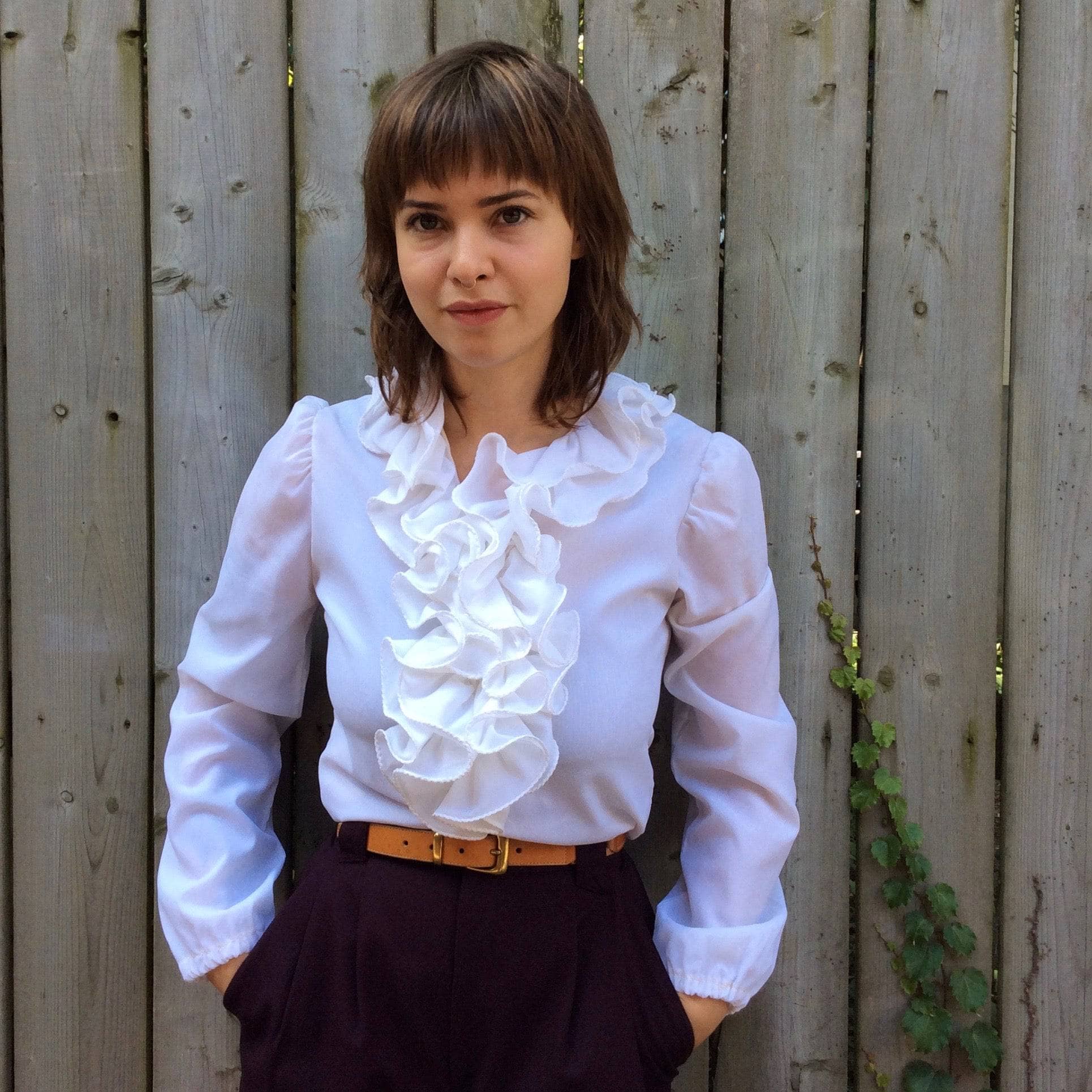 1970s Jabot Collar Long Sleeve White Shirt Size Small Medium sold by bohemevintage.com