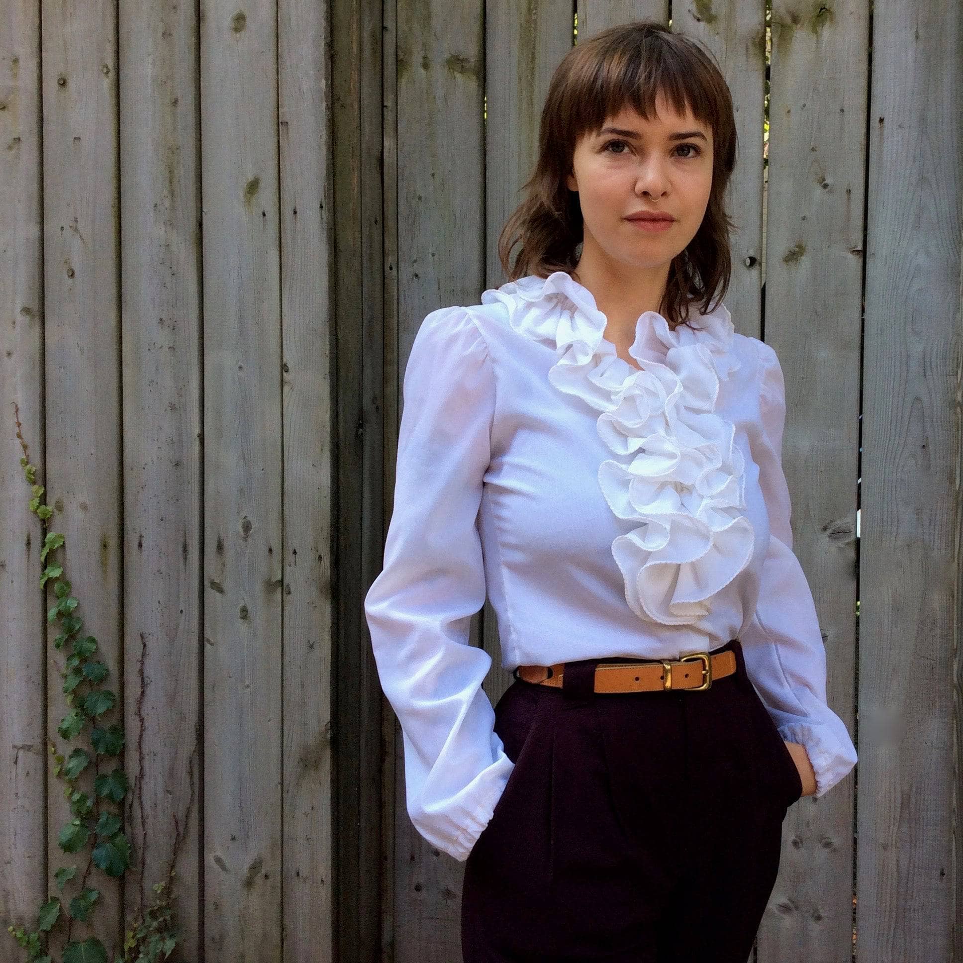 1970s Jabot Collar Long Sleeve White Shirt Size Small Medium sold by bohemevintage.com