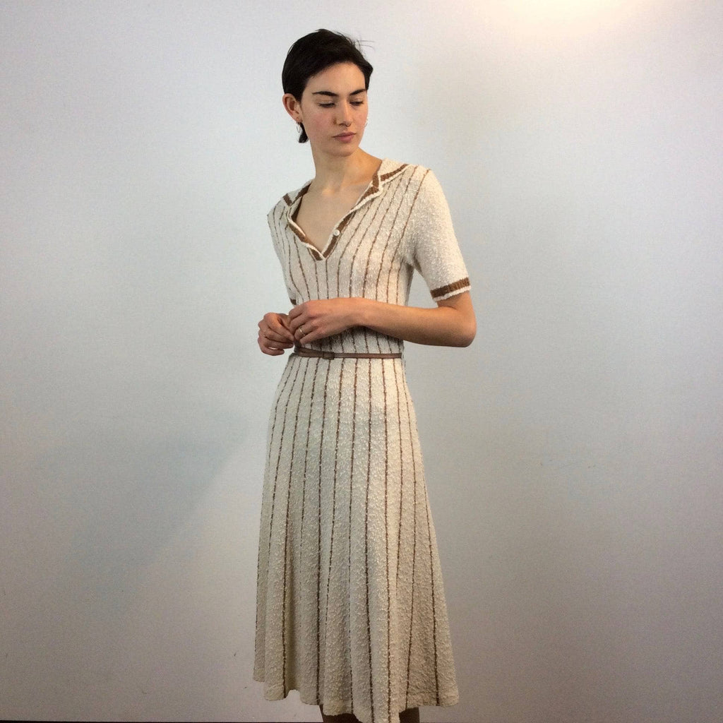 Vertical Striped Short Sleeve Midi Dress - Betsey's Boutique Shop - Dresses