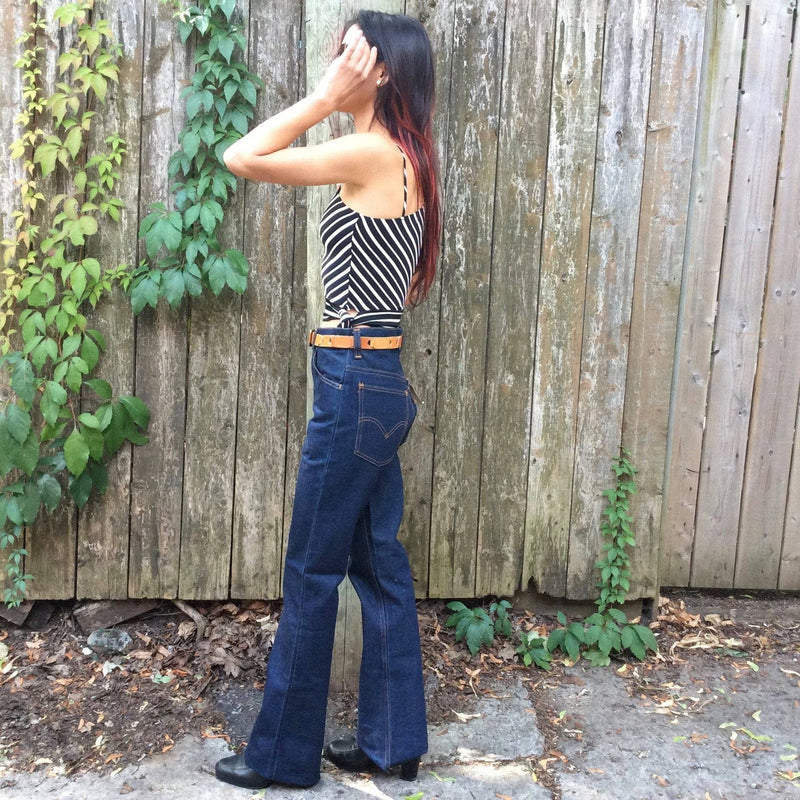 1970s Striped Bell Bottom Jeans X-Small / Small