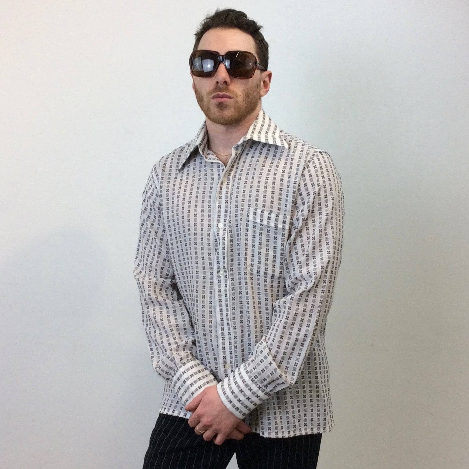 1970s "Margutta" Men's Jacquard Shirt, sold by bohemevintage.com Montréal