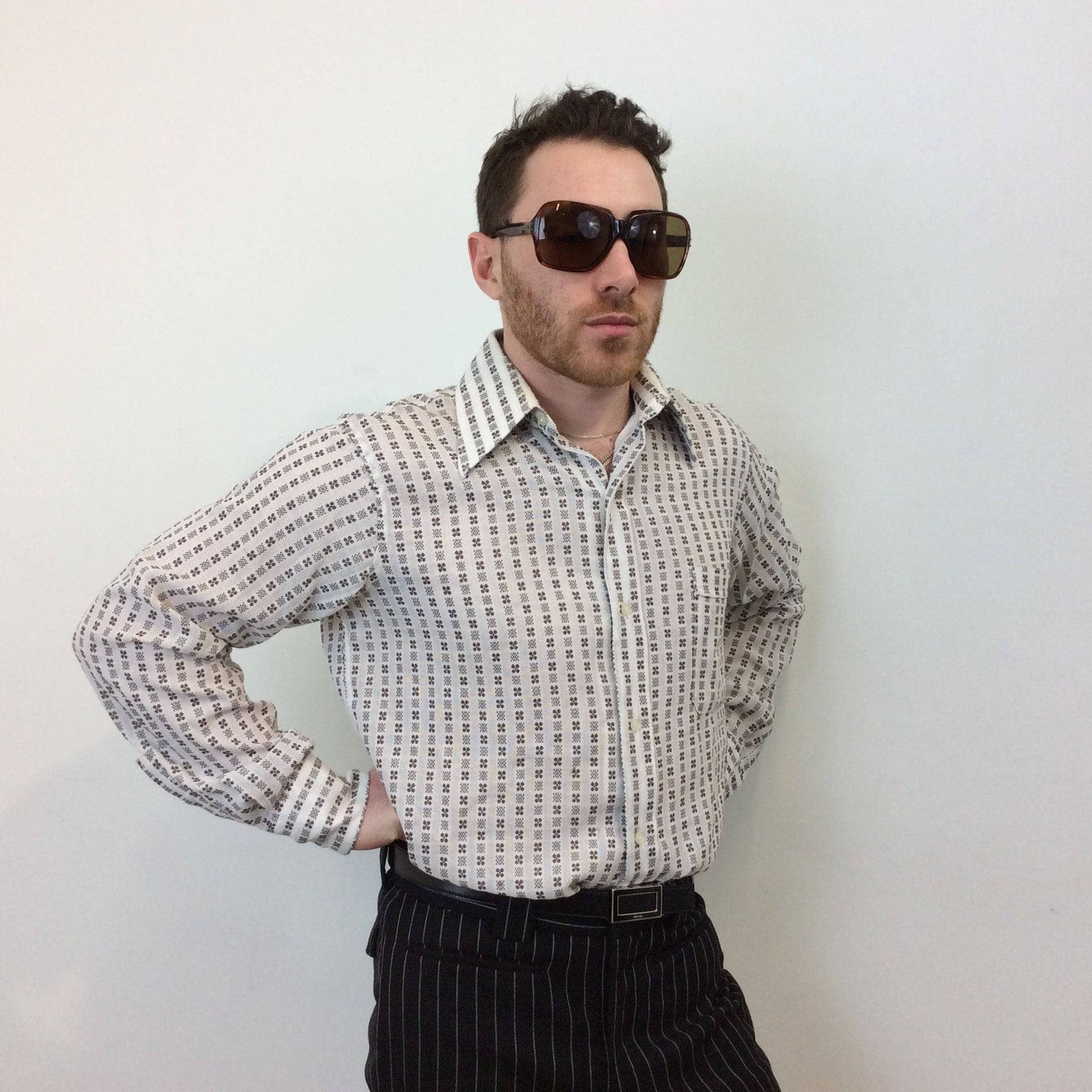 1970s "Margutta" Men's Jacquard Shirt, sold by bohemevintage.com Montréal