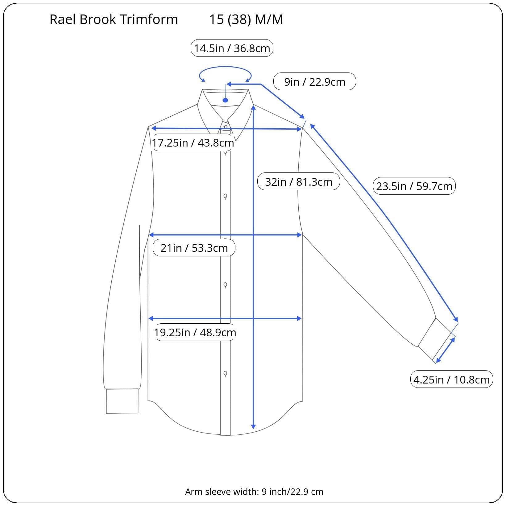 Measurments of 1970s "Rael Brook Trimform" Men's Jacquard Shirt
