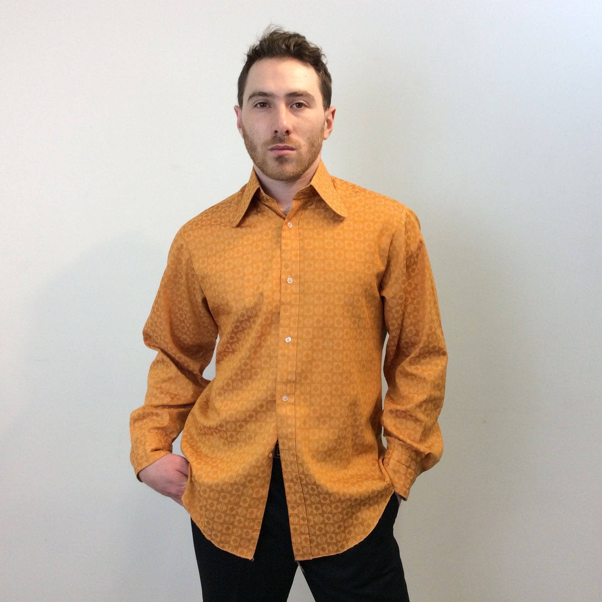 1970s "Rael Brook Trimform" Men's Jacquard Shirt