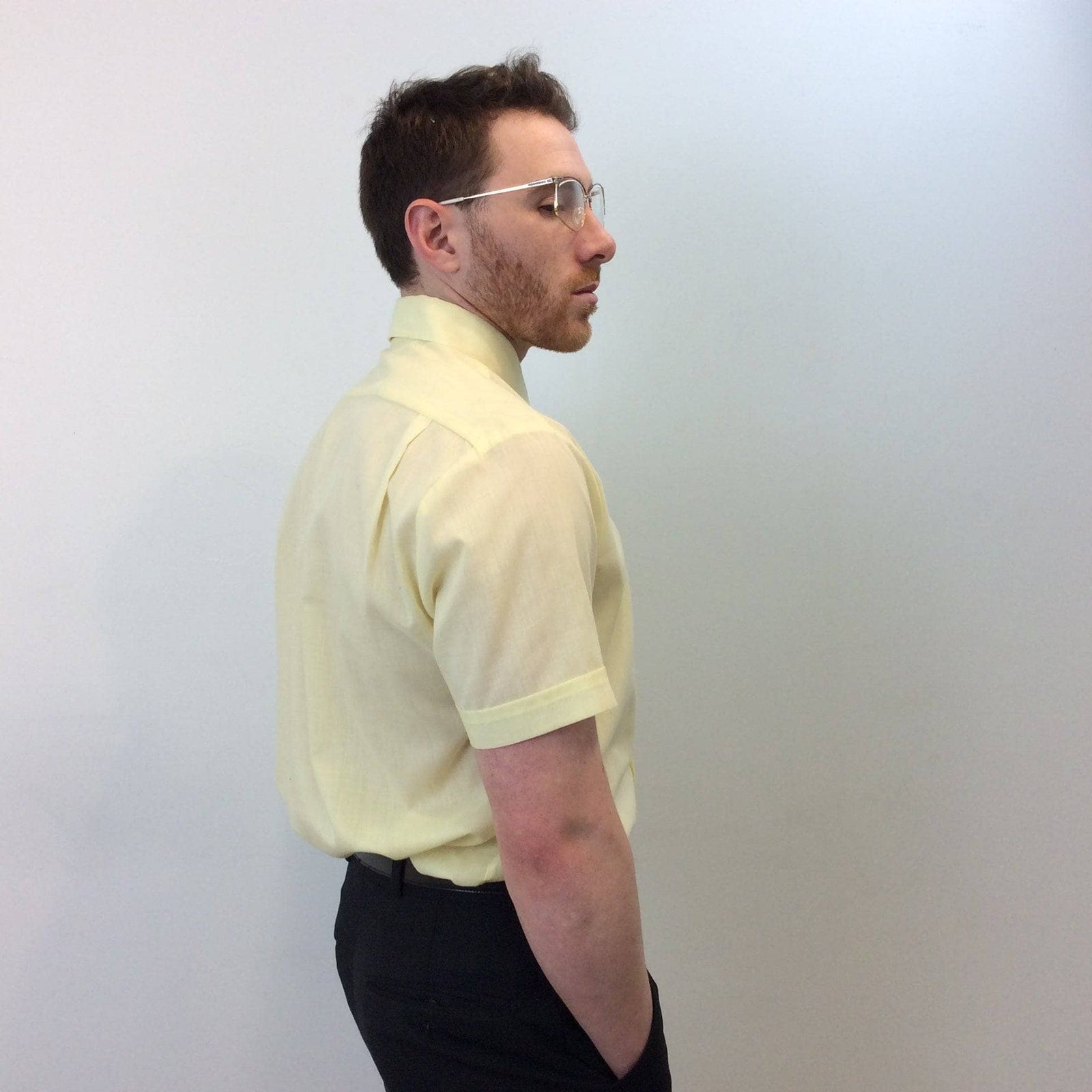 Mustard yellow dress shirt short sleeve clearance