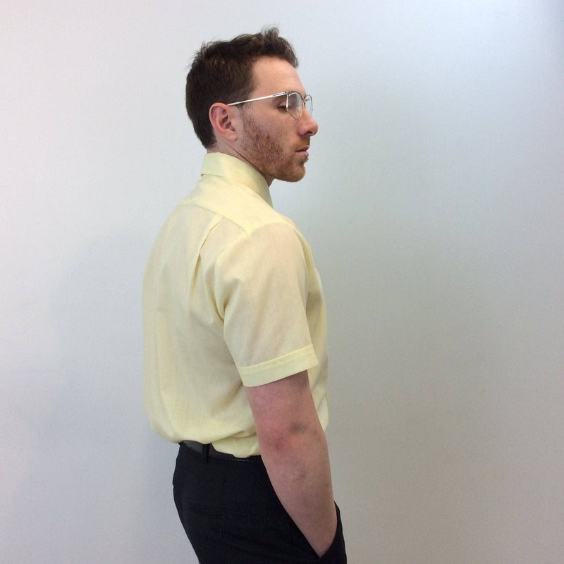 1970s | Men's Yellow Short-Sleeve Dress Shirt | I Miller ( side view )
