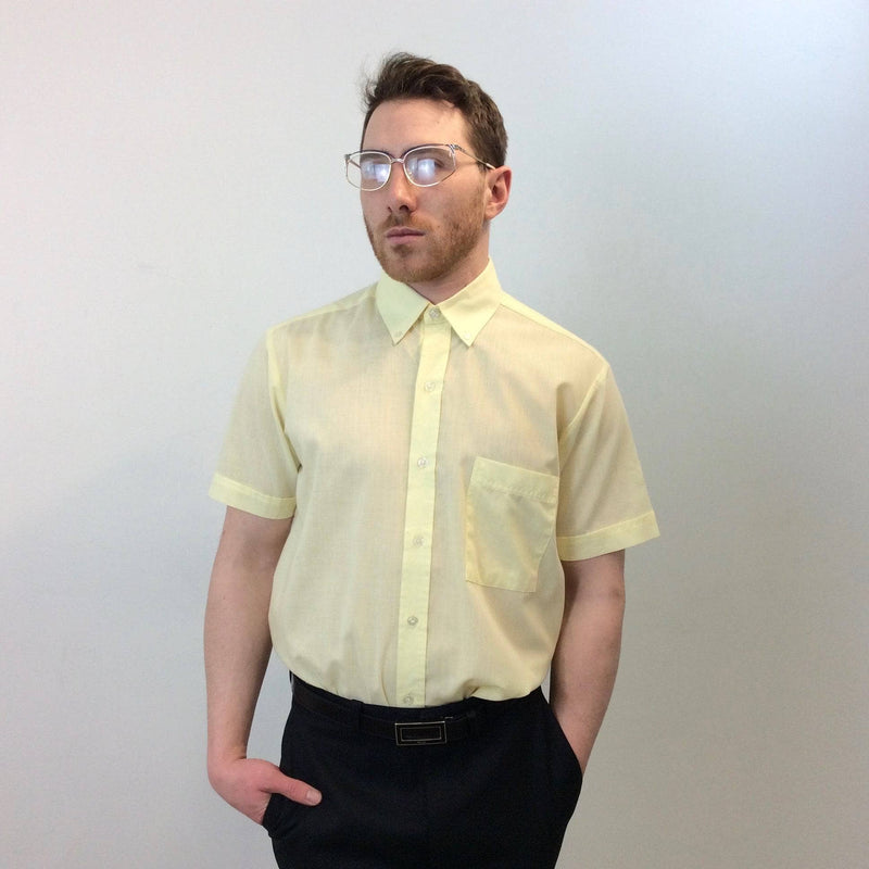 1970s | Men's Yellow Short-Sleeve Dress Shirt | I Miller