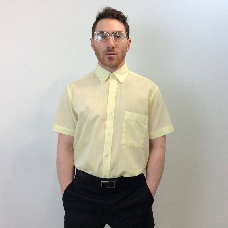 1970s | Men's Yellow Short-Sleeve Dress Shirt | I Miller