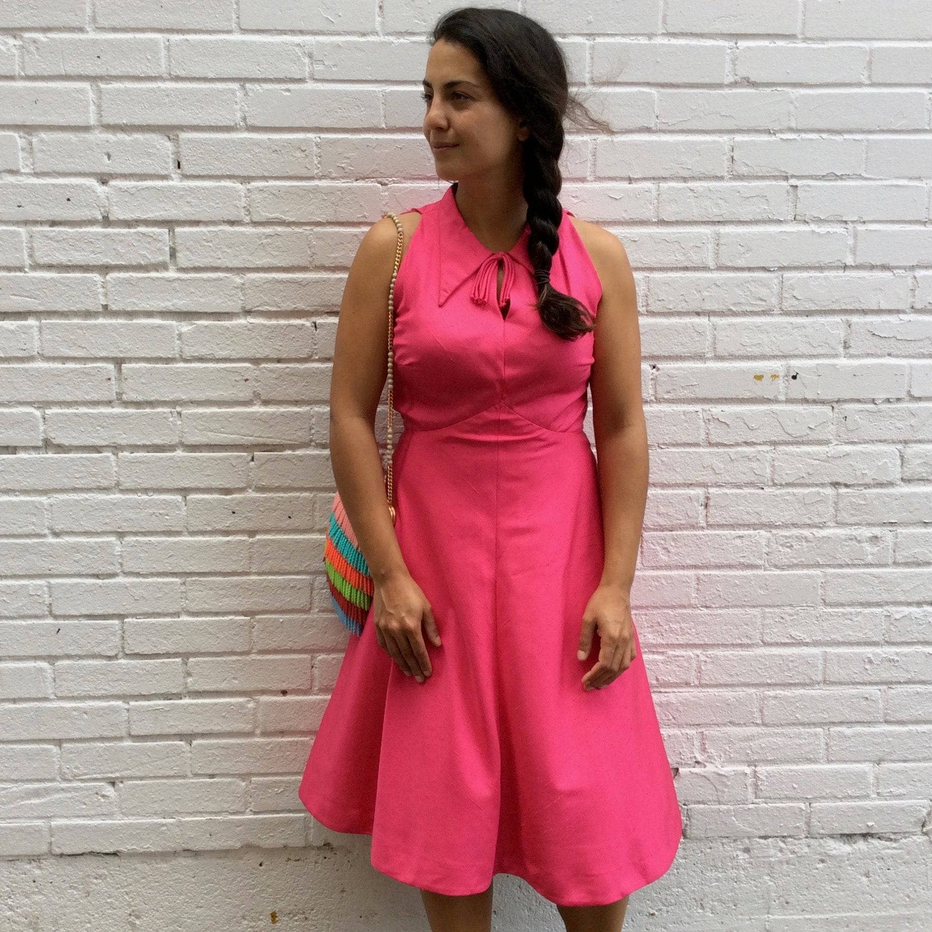 1970s Pink Silk Midi Cocktail Dress Size Small, sold by bohemevintage.com Montréal