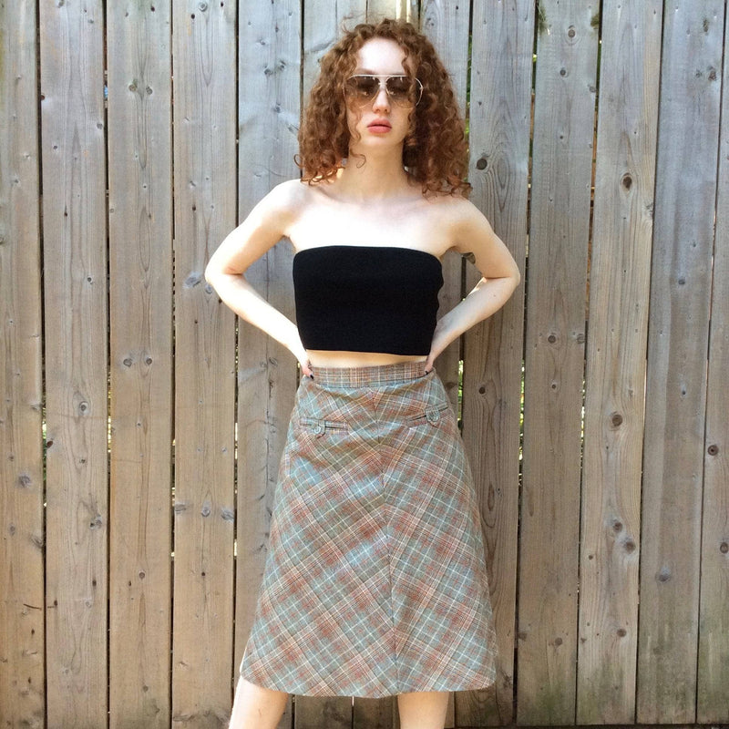 Buy Tartan A Line Midi Wool Skirt 1950'S Women Vintage Online in